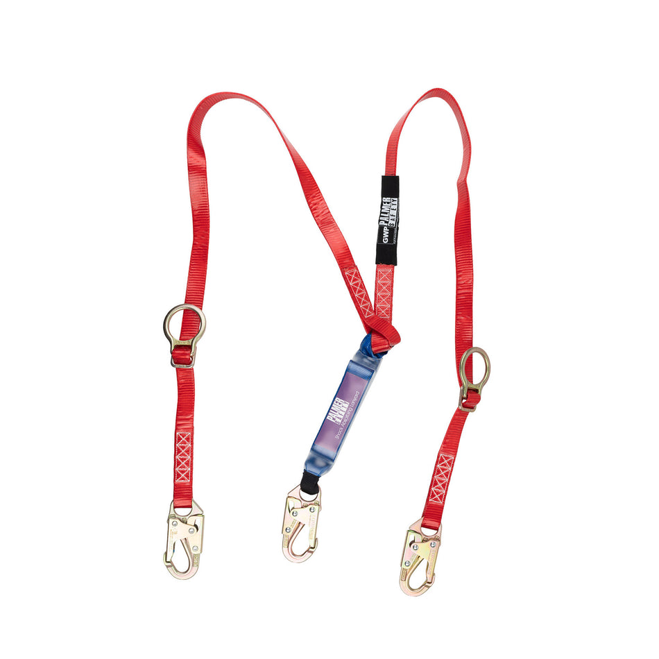 Palmer Safety Lanyard 6 Ft. Tie Back, Urethane Coated, Shock Absorber, Small Hook, Double Leg - L113224